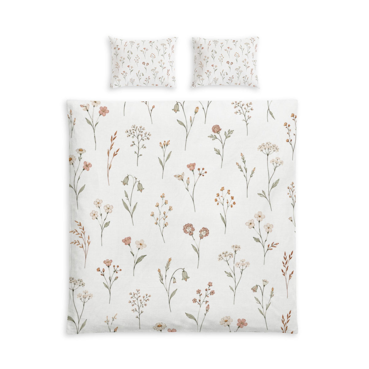 Delicate Wildflower 100% Cotton Duvet Cover Set with 2 Shams