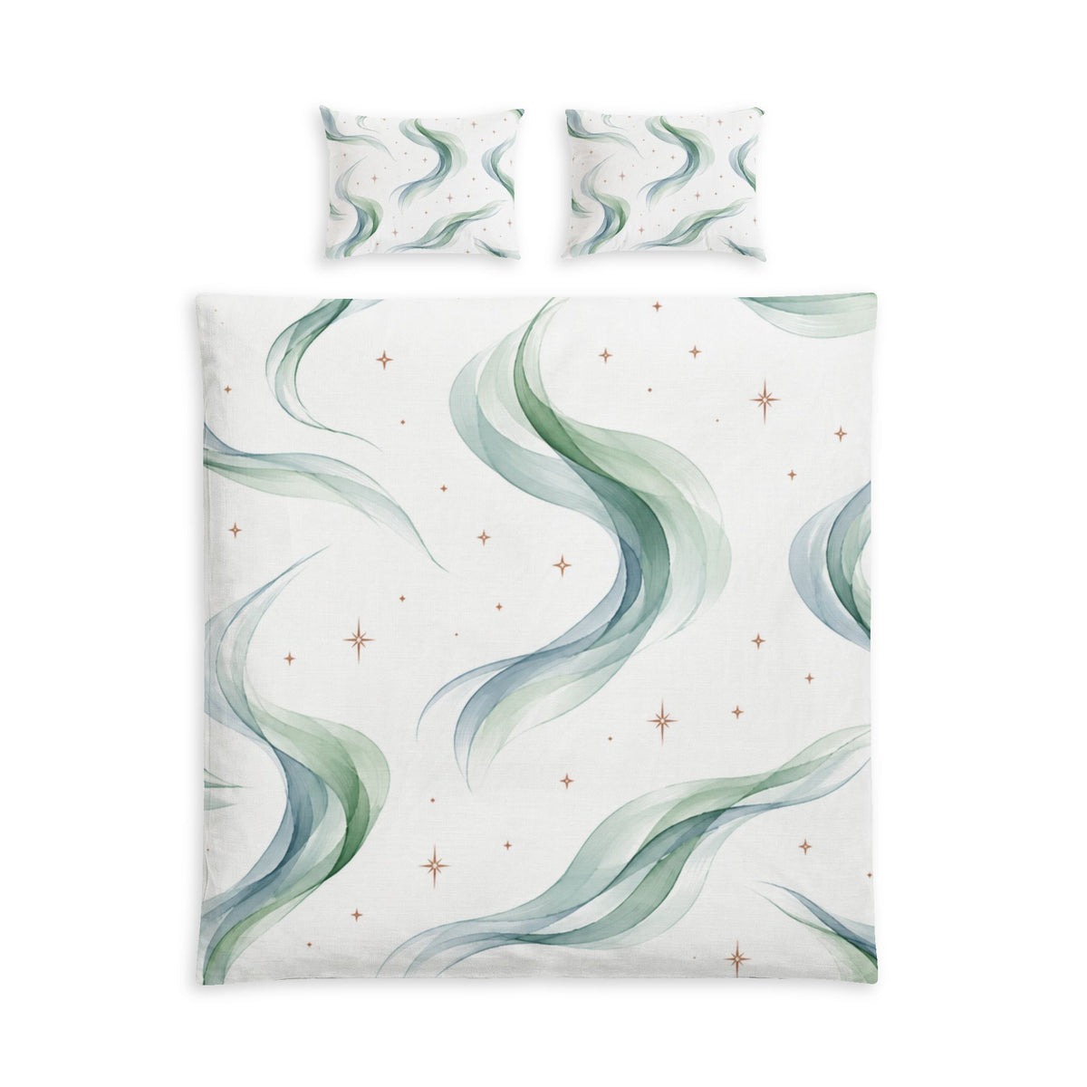 Green Aurora 100% Cotton Duvet Cover Set with 2 Shams