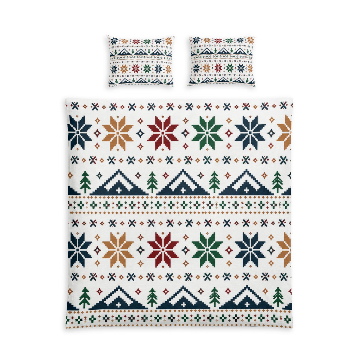 Nordic Snowflake 100% Cotton Duvet Cover Set with 2 Shams