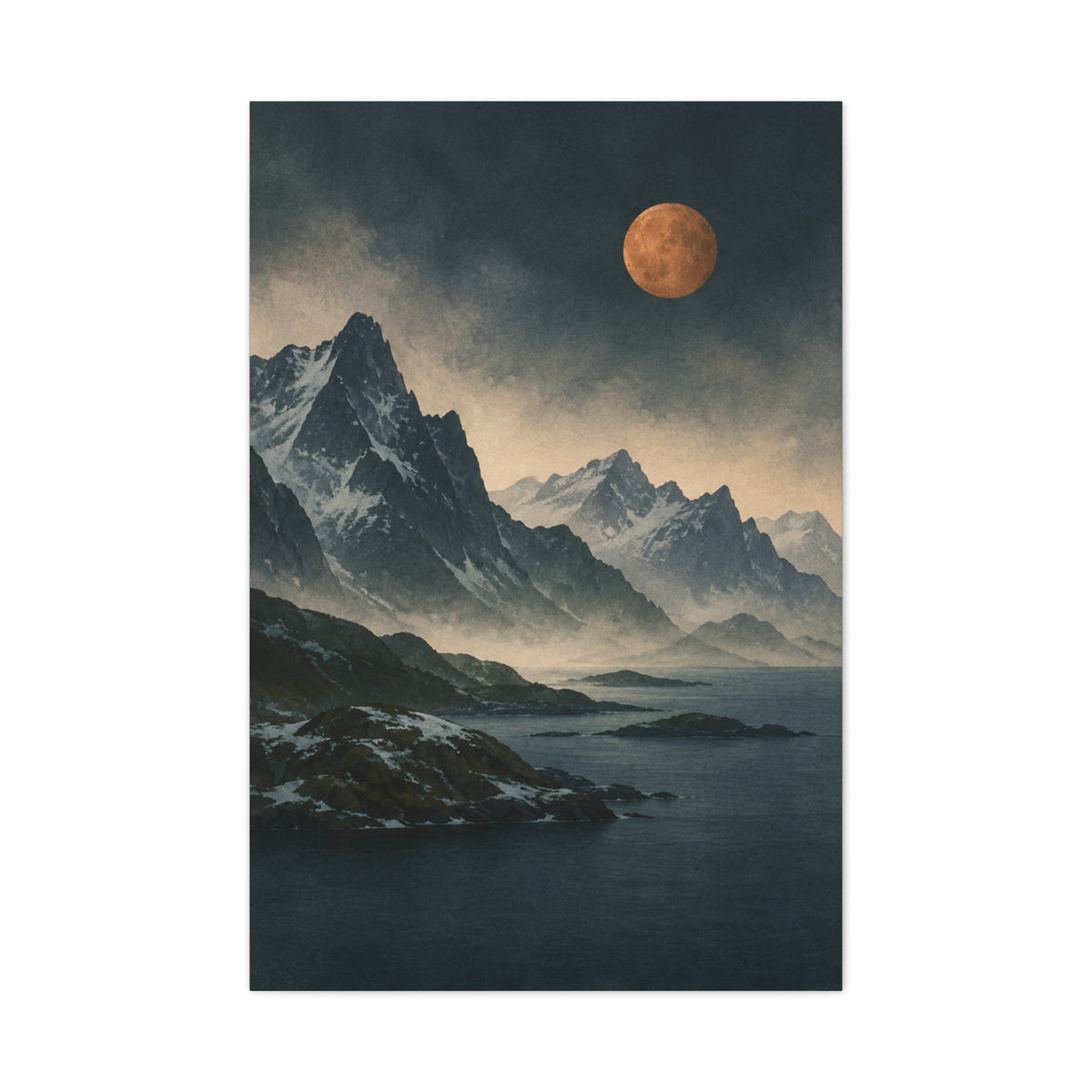 Copper Moon over Lofoten | Norwegian Canvas Art