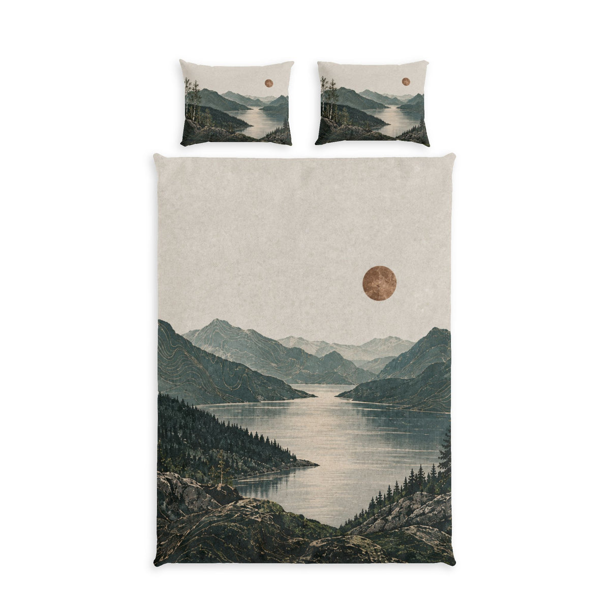 Norwegian Fjord 100% Cotton Duvet Cover Set with Pillow Shams