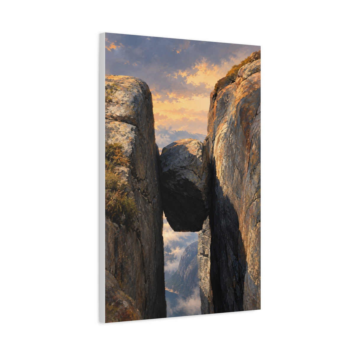 Kjeragbolten at Sunset | Norwegian Canvas Art