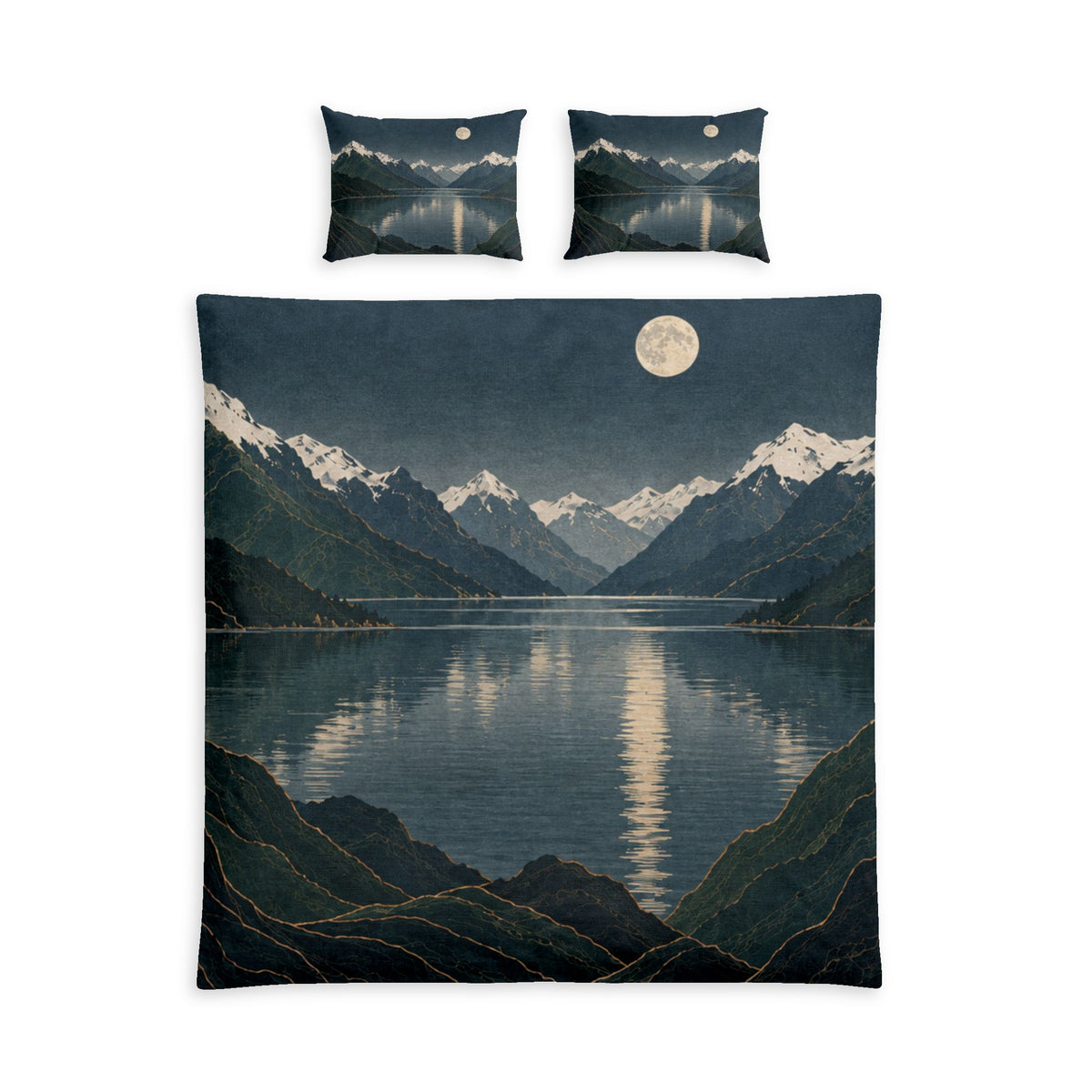 Moonlit Fjord 100% Cotton Duvet Cover Set with 2 Shams