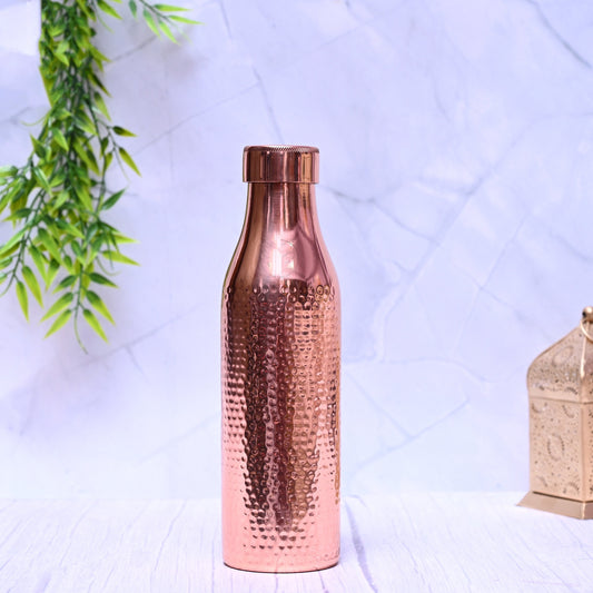 Pure Copper Water Bottle - Hammered Design 1L | Antibacterial & Purifying