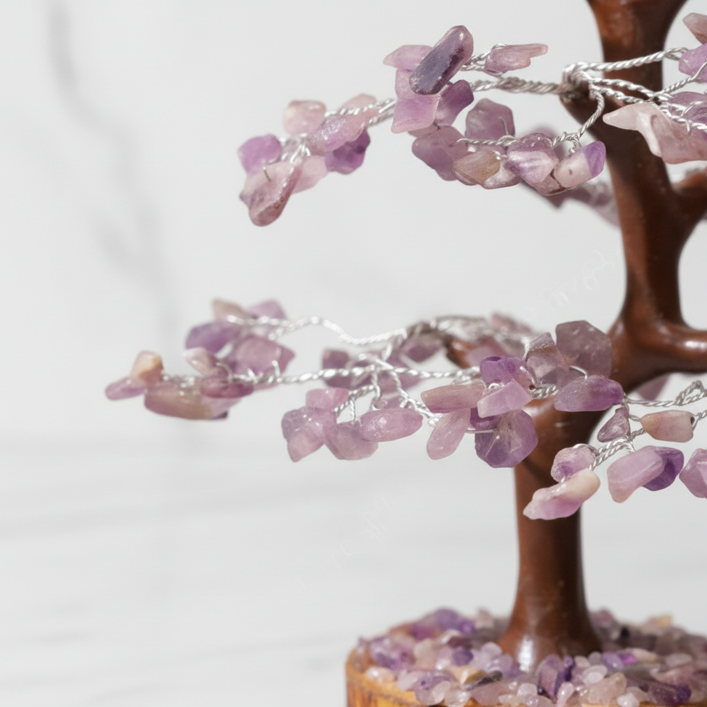 Wooden Amethyst Crystal Tree — Spiritual Growth & Inner Peace