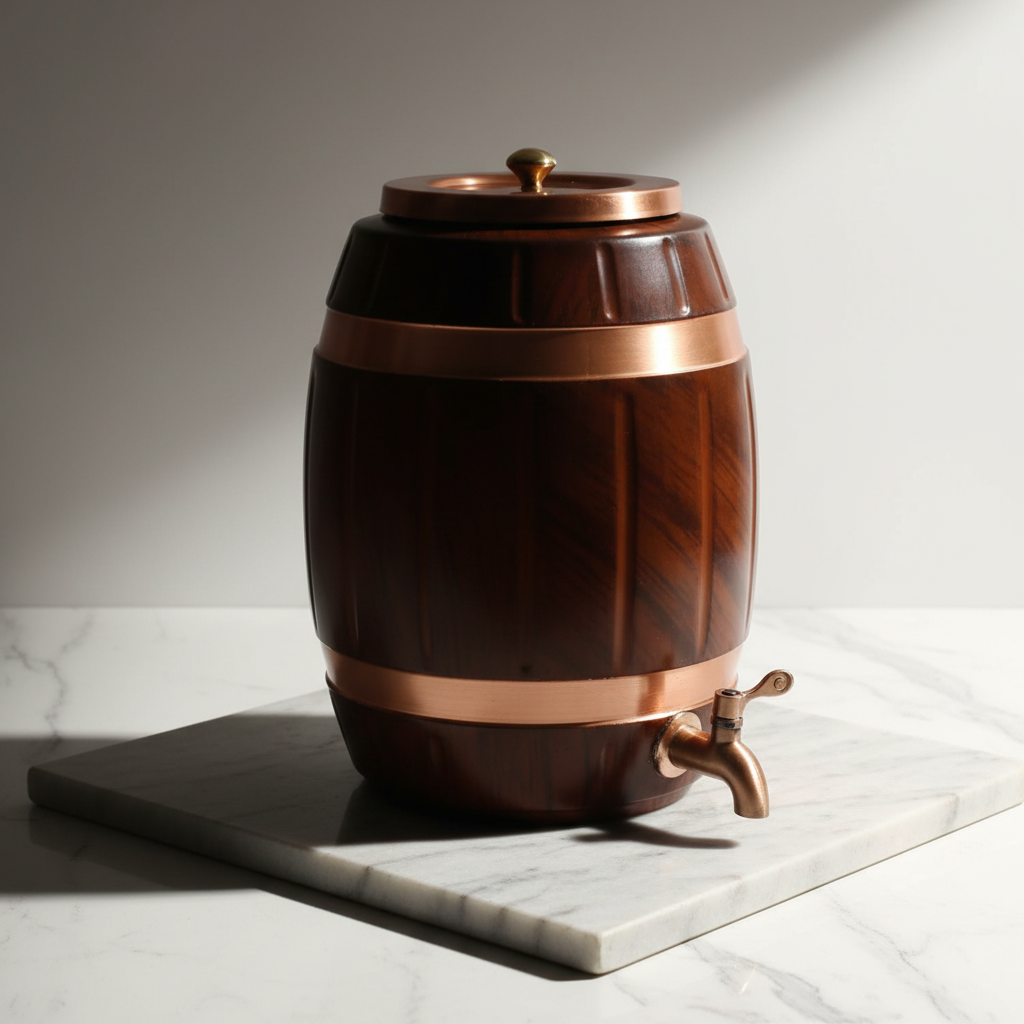 Pure Copper Water Dispenser Barrel Wooden Design