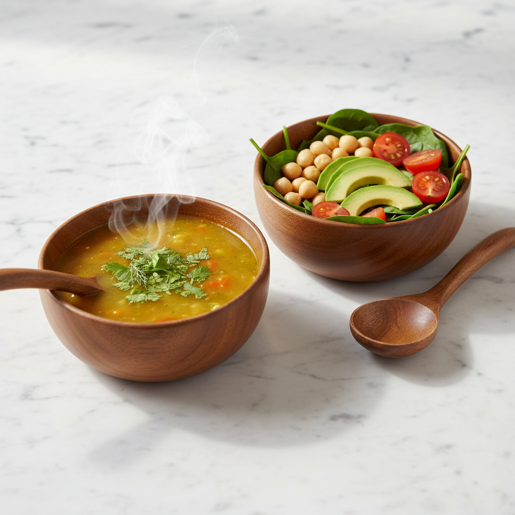 Neem Wood Soup Bowls & Spoons – Set of 2 | Handcrafted & Antibacterial