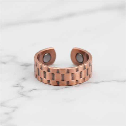 Pure Copper Brick Grid Open Ring | Joint Pain Relief