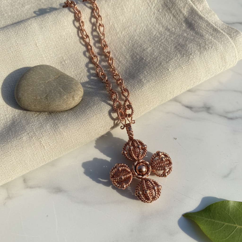Copper Tensor Harmoniser Necklace | Double Vajra Pendant
