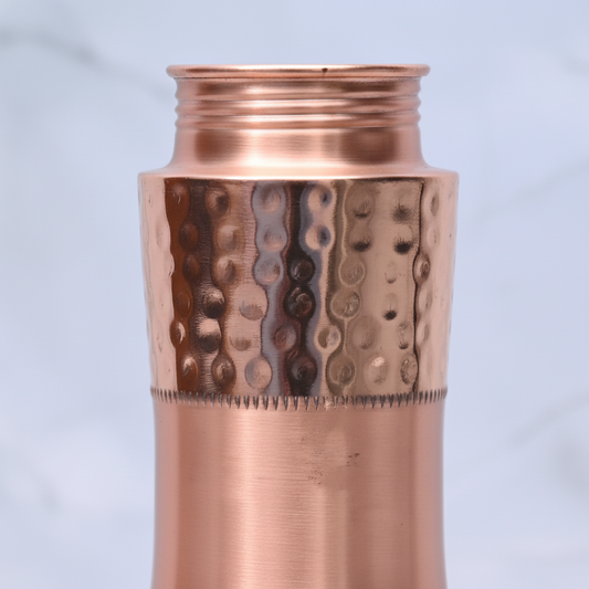 Pure Copper Water Bottle – Curved Dual-Texture Design 1000ml | Ayurvedic Tamra Jal