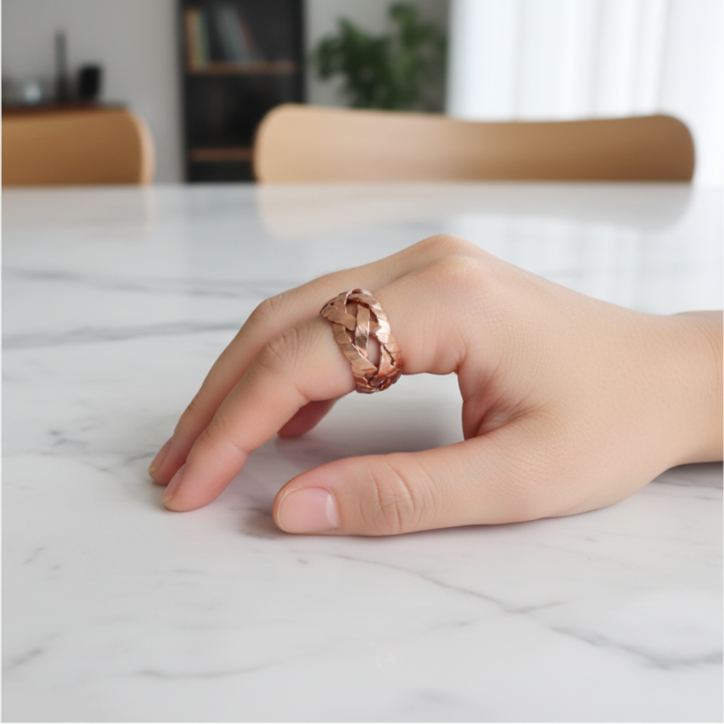 Copper Dragon Scale Tensor Ring – Sacred Cubit Pure Copper 144Hz Energy Tool