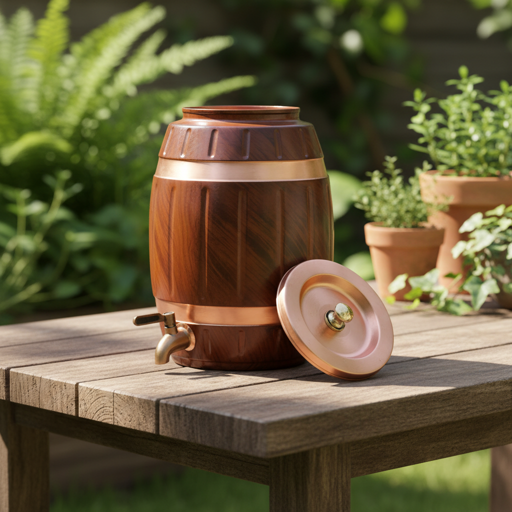 Pure Copper Water Dispenser Barrel Wooden Design