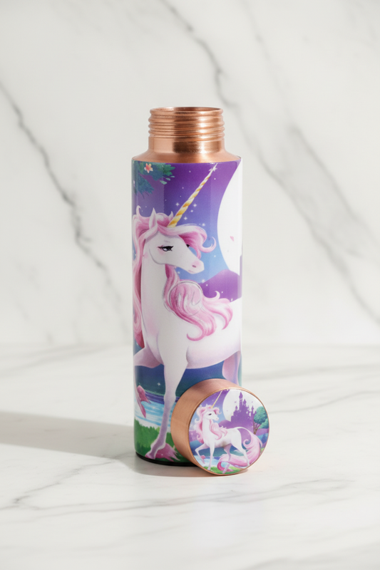 Unicorn Kids Copper Water Bottle | 400 ML | Pure Copper | Leak-Proof