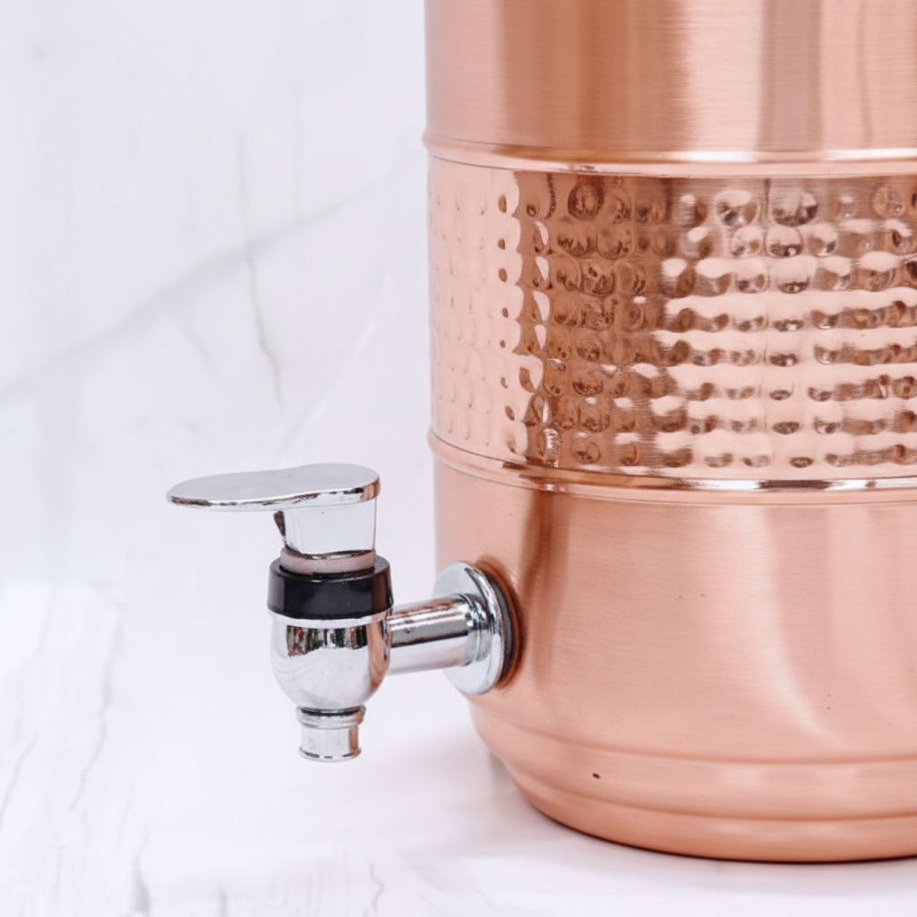 Pure Copper Half Hammered Water Dispenser (Matka) 5000ML