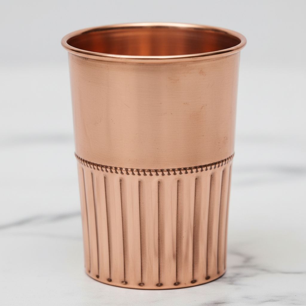 Pure Copper Half Rope Design Tumbler Glass | Set of 2 | 300ml | Ayurvedic Tamra Jal | Designed in Norway