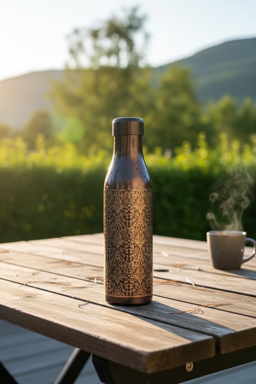 Black Antique Diamond Copper Bottle - Norwegian terrace lifestyle