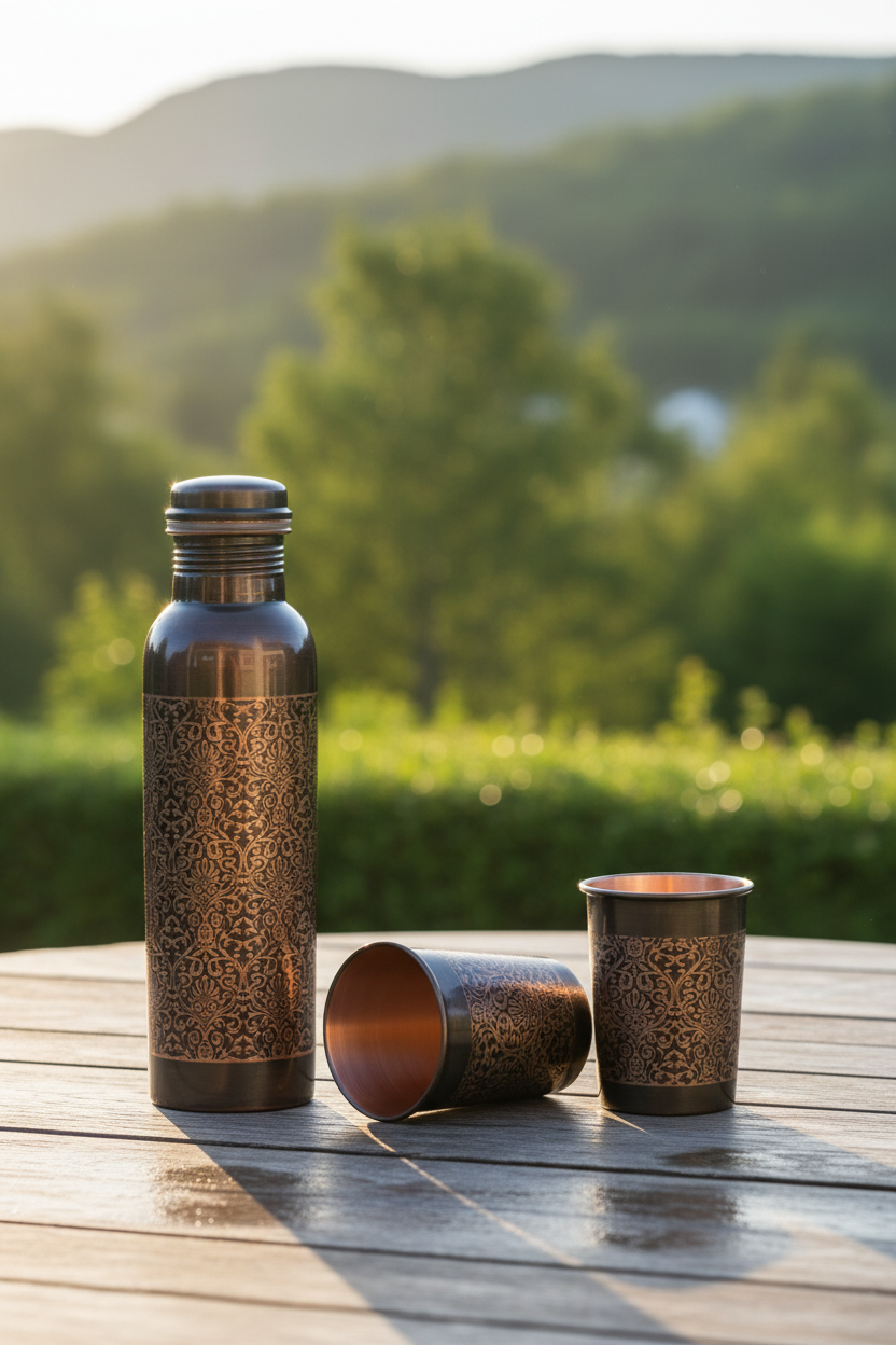 Black Antique Copper Set - Norwegian terrace lifestyle