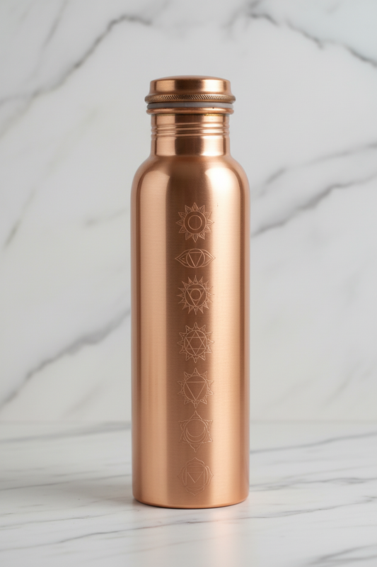 7 Chakra copper bottle 3/4 angle