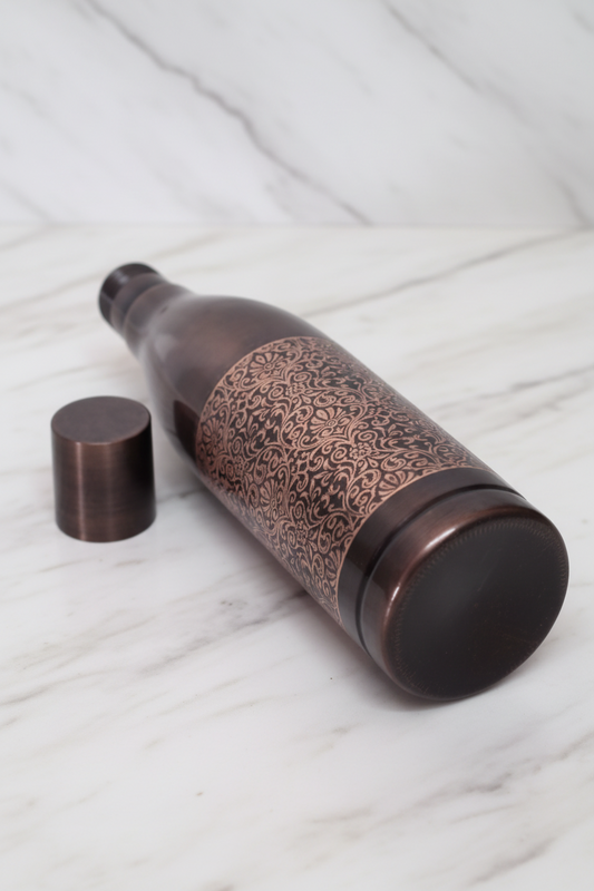 Pure Copper Water Bottle – Black Antique Wine Bottle Design 1100ml