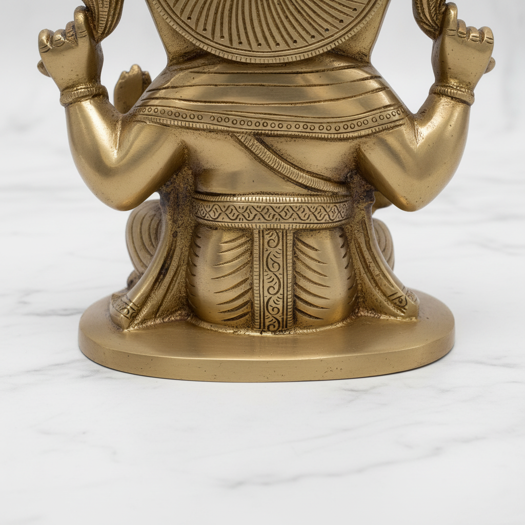 Brass Ganesha Idol – 8.5" Ganpati Statue | Handcrafted Spiritual Showpiece