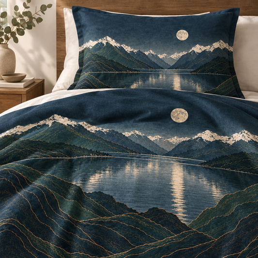 Moonlit Fjord 100% Cotton Duvet Cover Set with 2 Shams