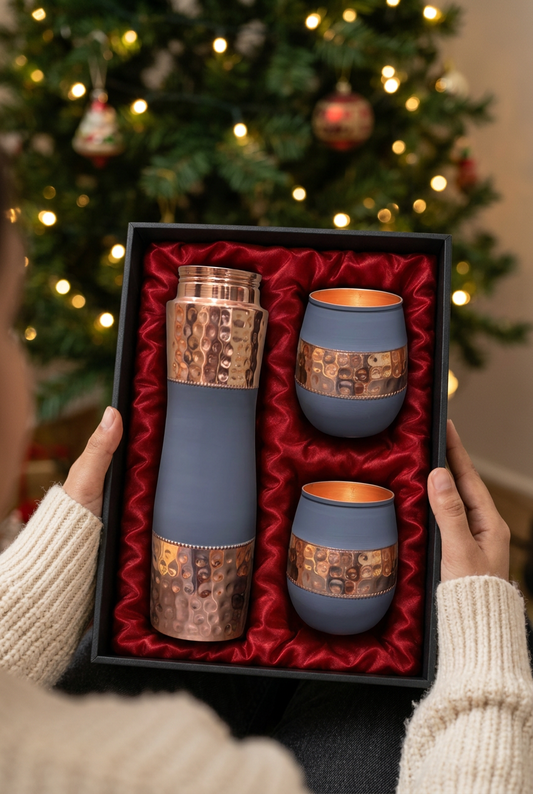 Slate Blue & Hammered Copper Christmas Gift Set