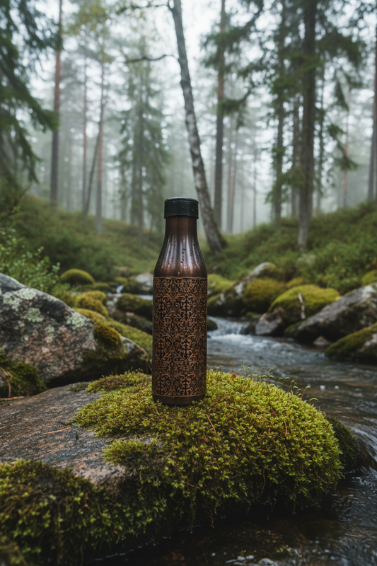 Black Antique Diamond Design Copper Water Bottle | 1000 ML | Pure Copper | Leak-Proof