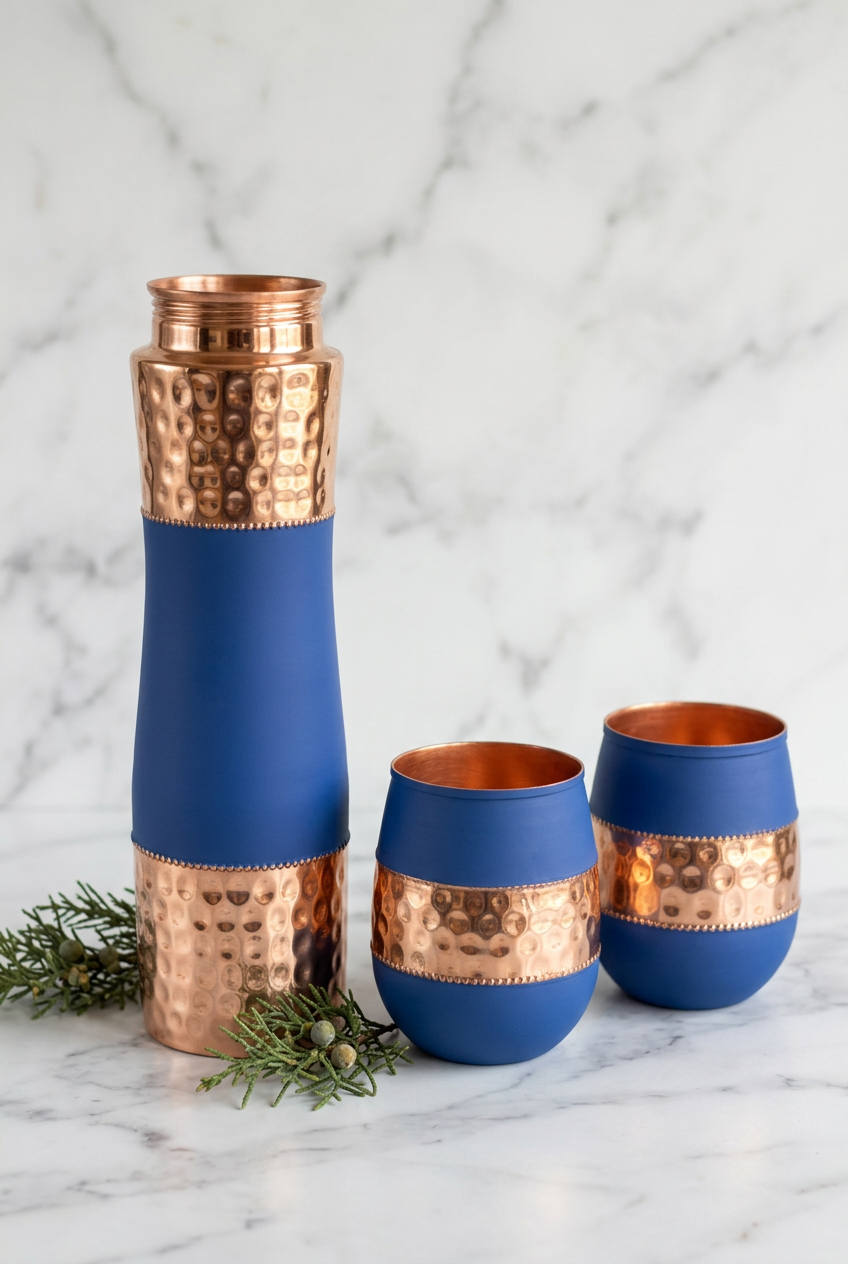 Royal Blue & Hammered Copper Christmas Gift Set