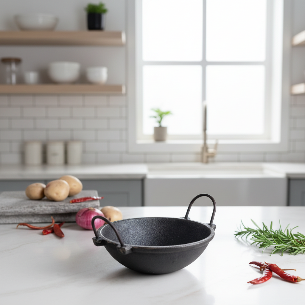 Cast Iron Kadai Set — Small, Medium & Large