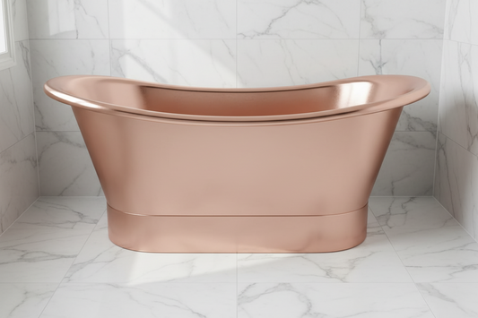 Bateau T High Polish Copper English Tub | 70"x28"x28" | Double Slipper Freestanding Bathtub
