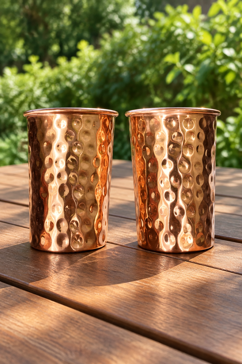 Pure Copper Hammered Glass — Set of 2 (300ml Ayurvedic Tumblers)
