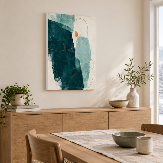 Verdigris Signal | Teal Abstract Canvas Art