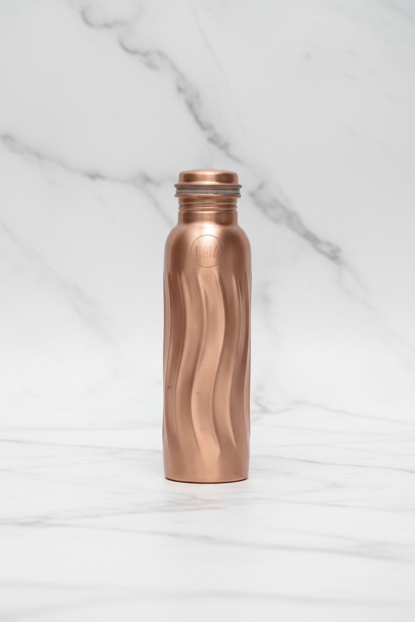 Unique Wave Design 100% Pure Copper Water Bottle — 950 ml