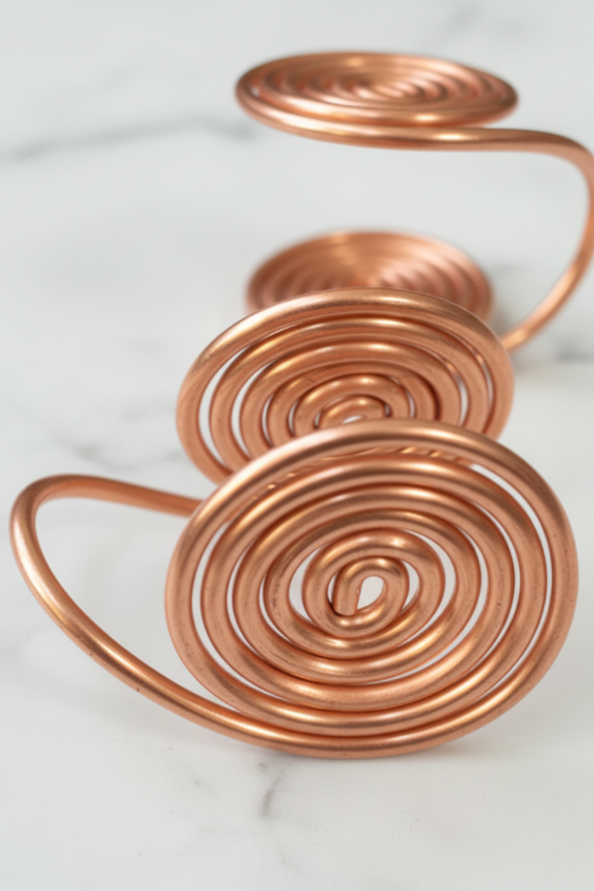 Pure Copper Spiral Hand Ring Set – Handmade Energy Jewelry for Meditation