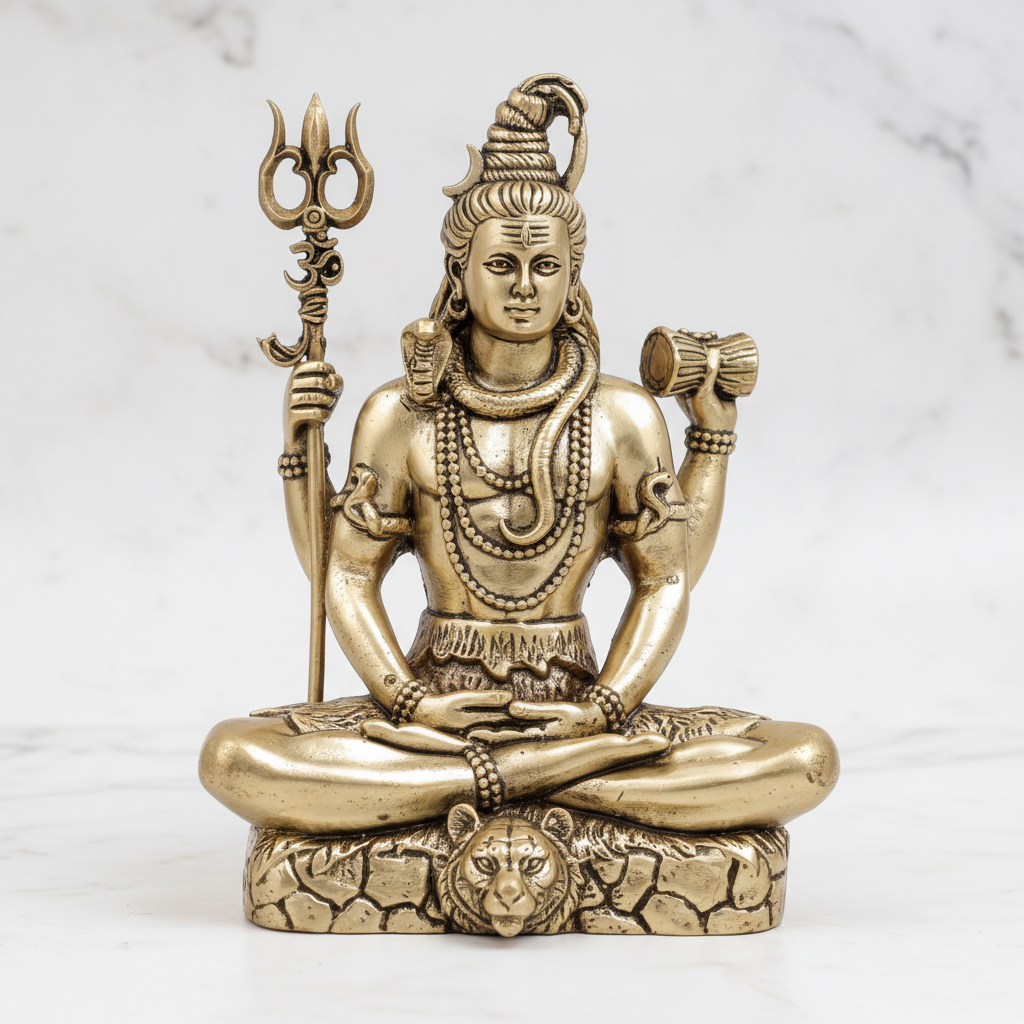 Brass Antique Lord Shiva Idol 4"