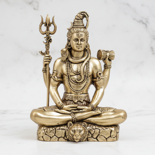 Brass Antique Lord Shiva Idol 4"