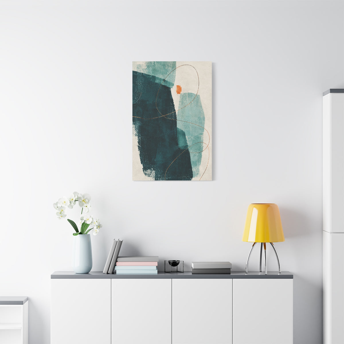 Verdigris Signal | Teal Abstract Canvas Art