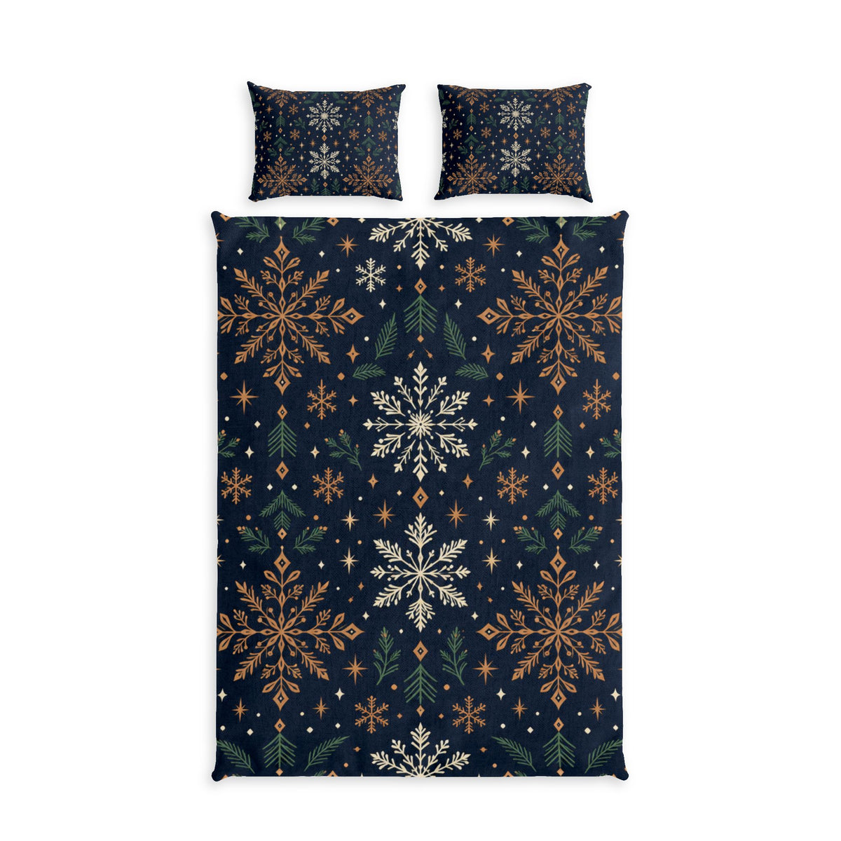 Nordic Snowflake Night 100% Cotton Duvet Cover Set with 2 Shams