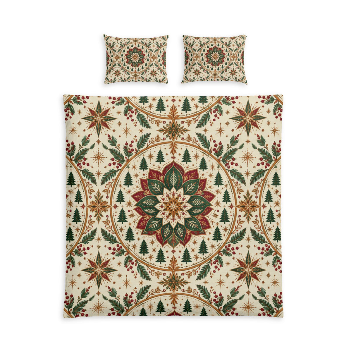 Nordic Folk Mandala 100% Cotton Duvet Cover Set with 2 Shams