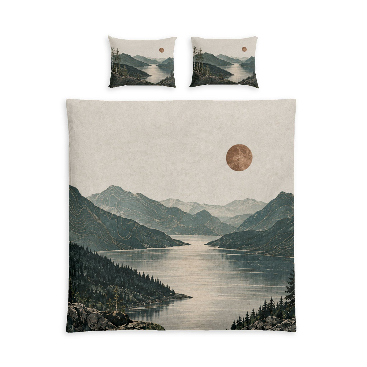 Norwegian Fjord 100% Cotton Duvet Cover Set with Pillow Shams