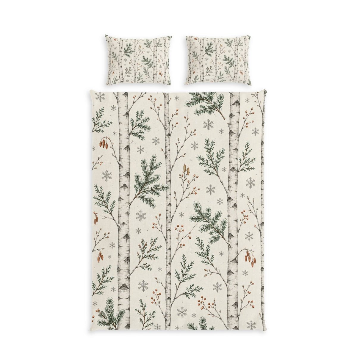 Winter Birch 100% Cotton Duvet Cover Set with 2 Shams