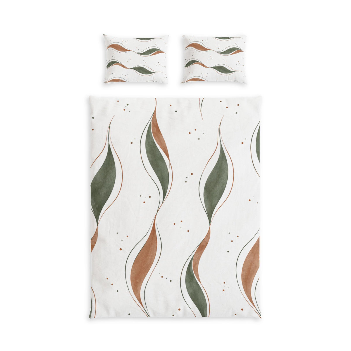 Nordic Wavy Leaf 100% Cotton Duvet Cover Set with 2 Shams