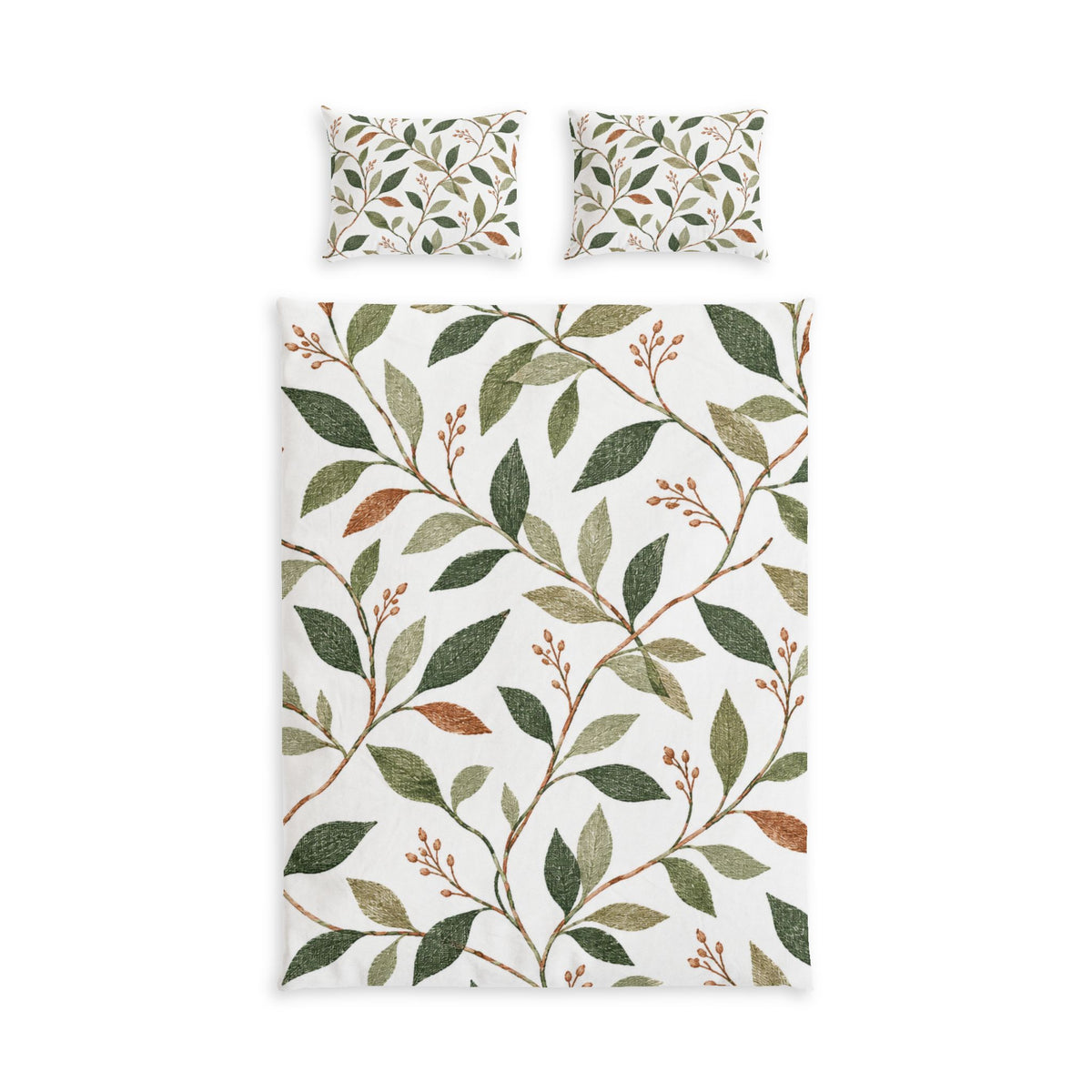 Nordic Leaf Vine 100% Cotton Duvet Cover Set with 2 Shams