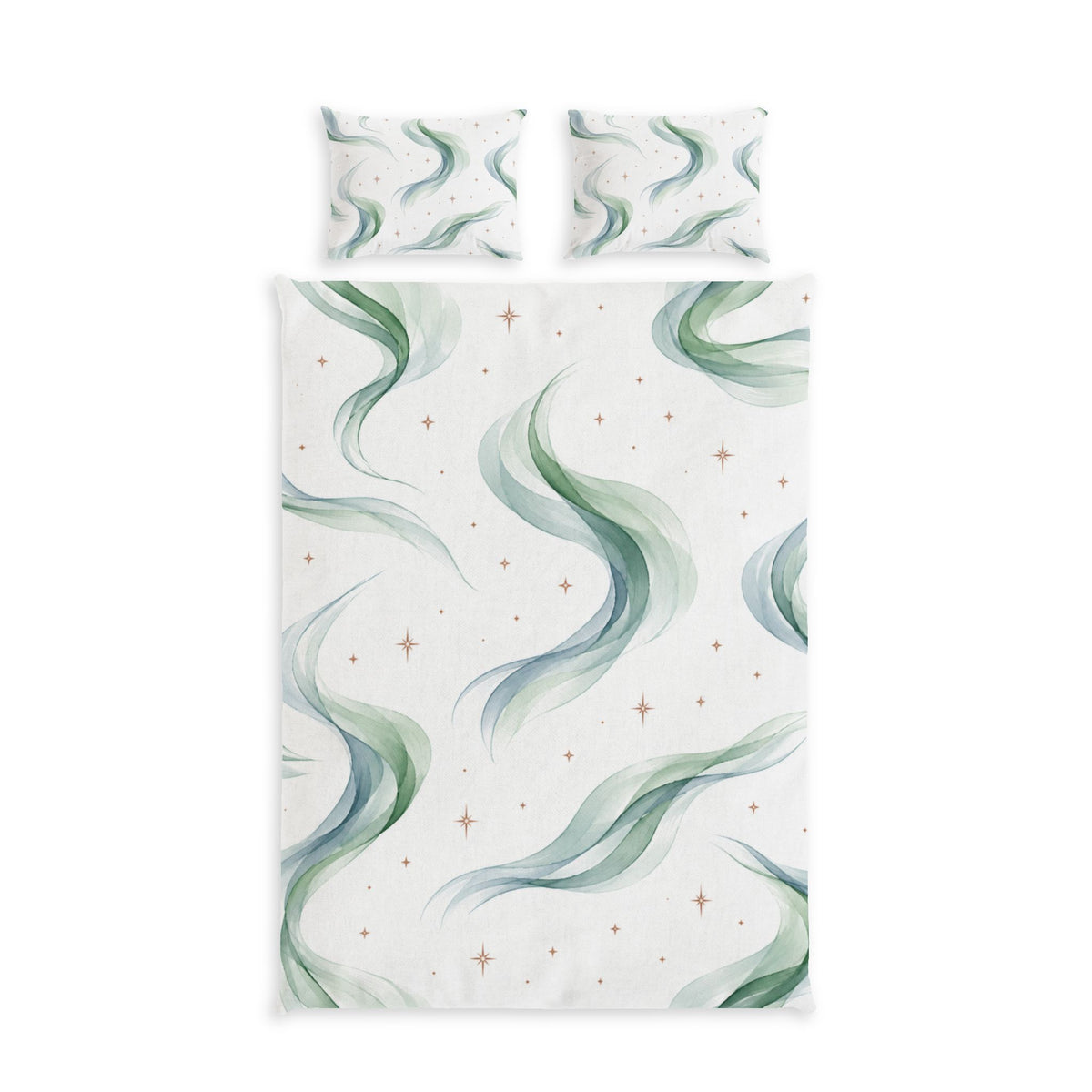 Green Aurora 100% Cotton Duvet Cover Set with 2 Shams
