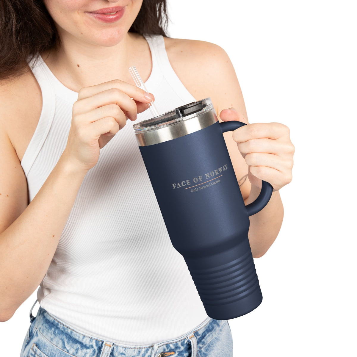 Face of Norway Insulated Travel Mug – 1.18 L Stainless Steel with Straw