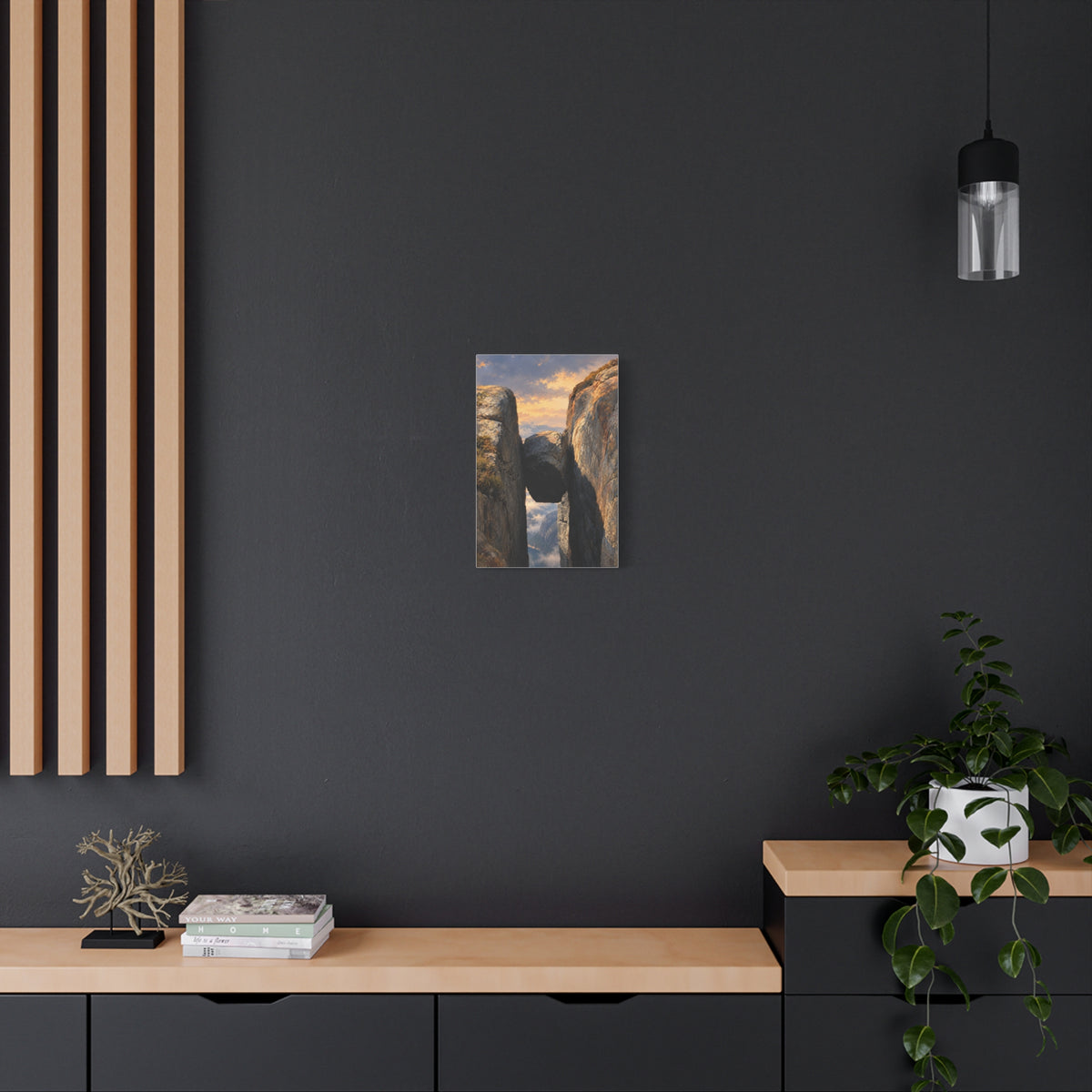 Kjeragbolten at Sunset | Norwegian Canvas Art