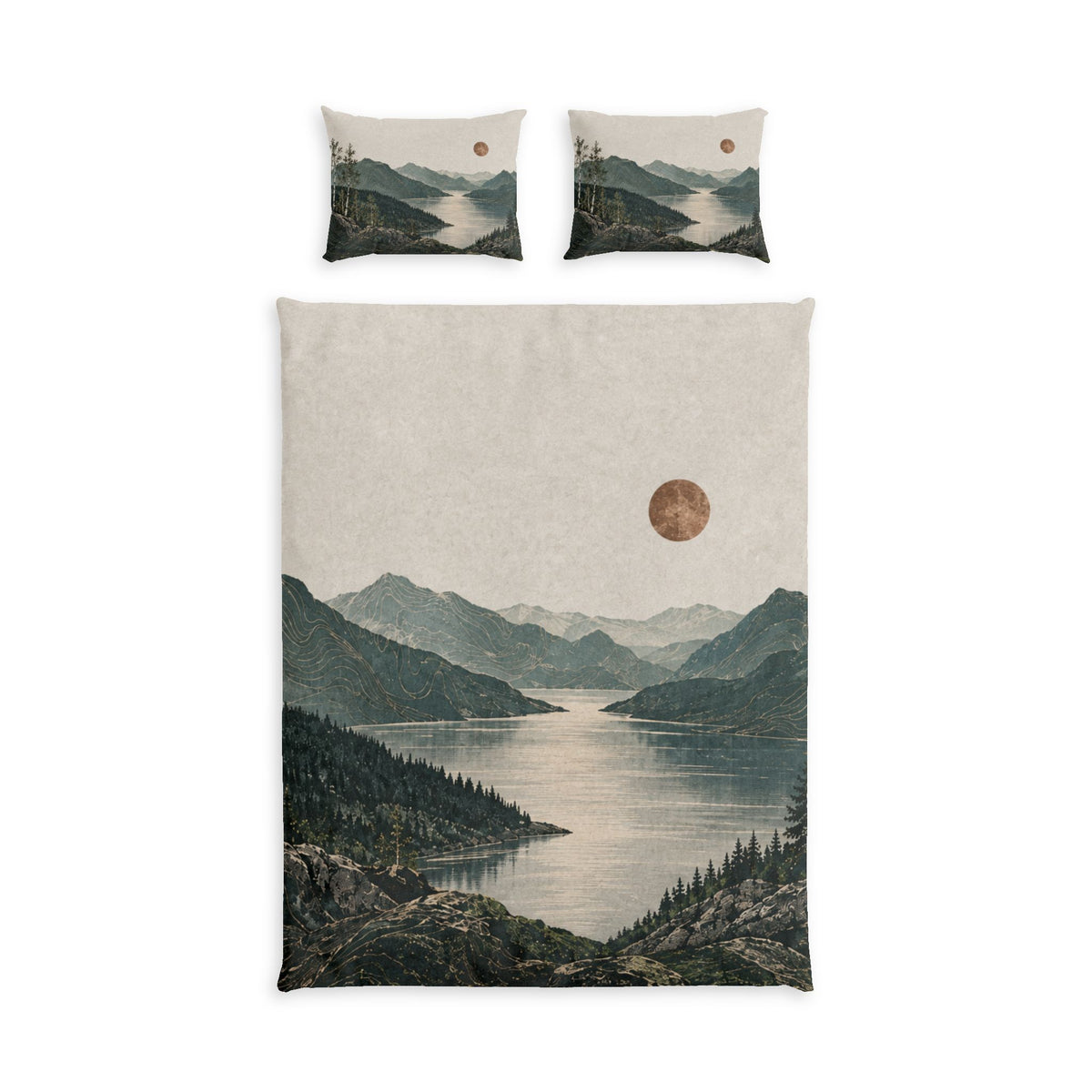 Norwegian Fjord 100% Cotton Duvet Cover Set with Pillow Shams