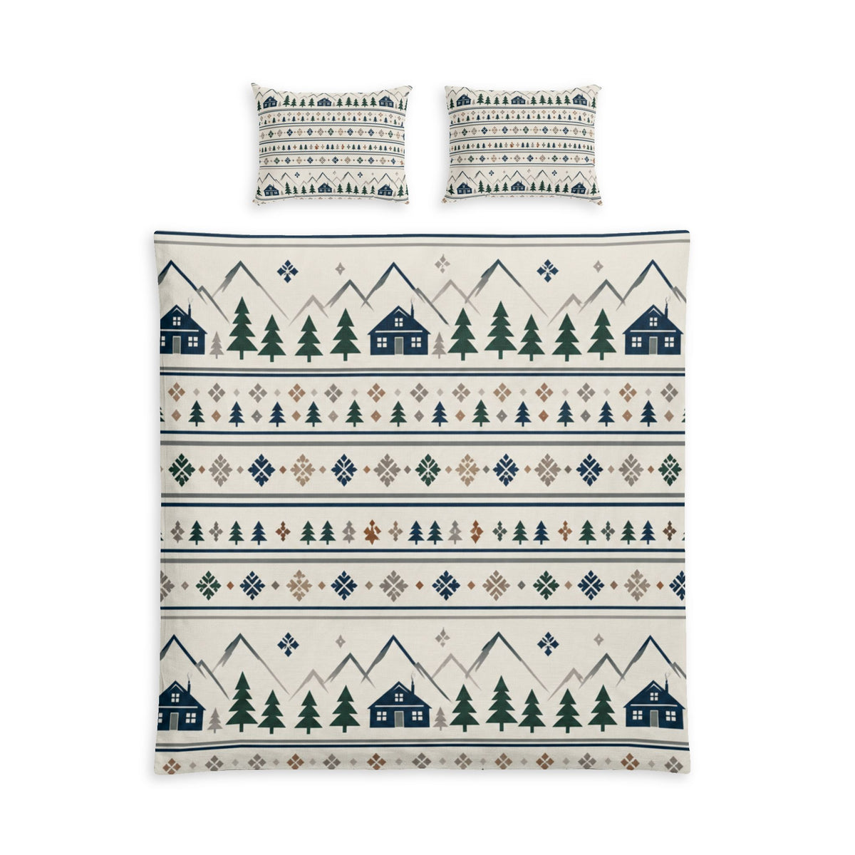 Scandinavian Cabin 100% Cotton Duvet Cover Set with 2 Shams