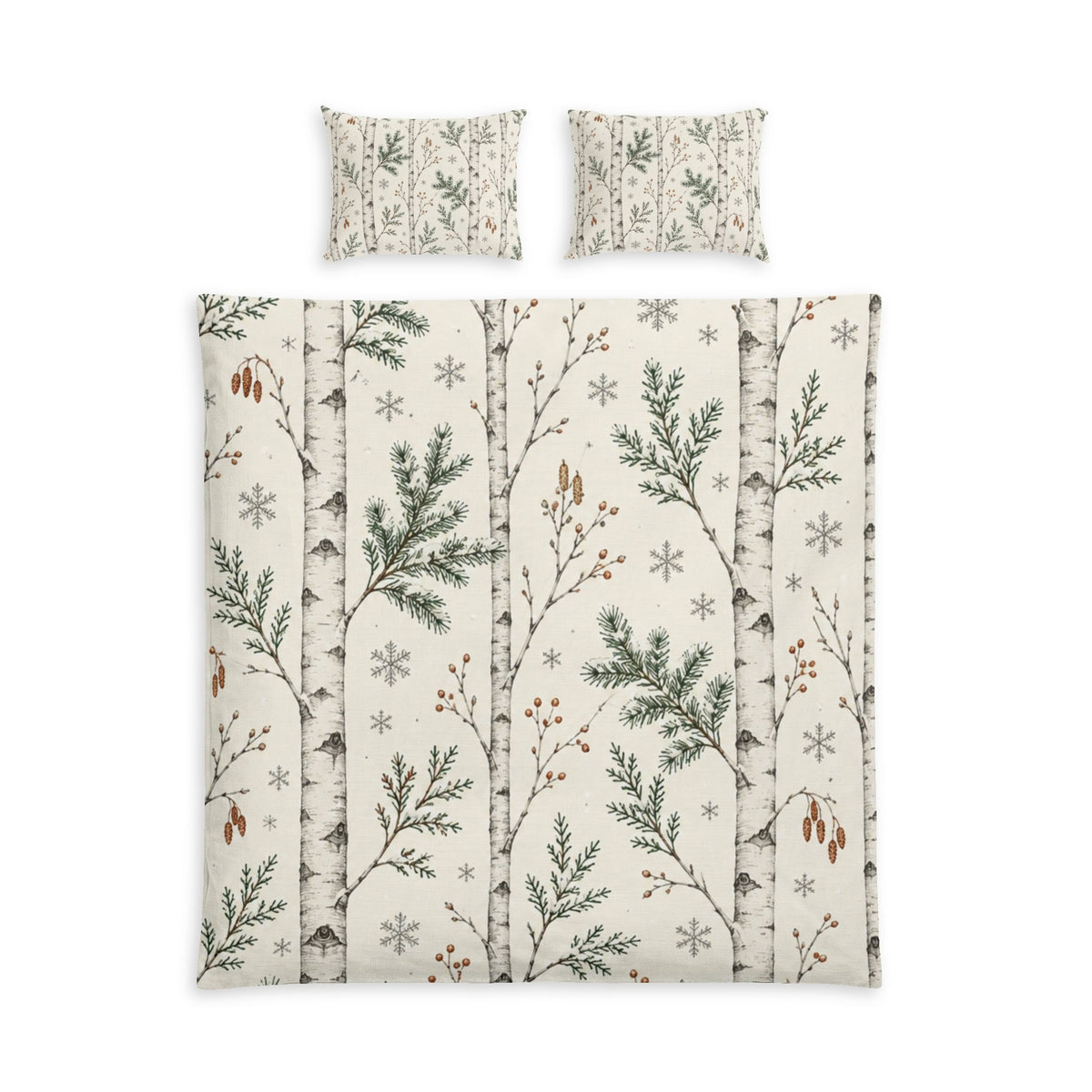 Winter Birch 100% Cotton Duvet Cover Set with 2 Shams