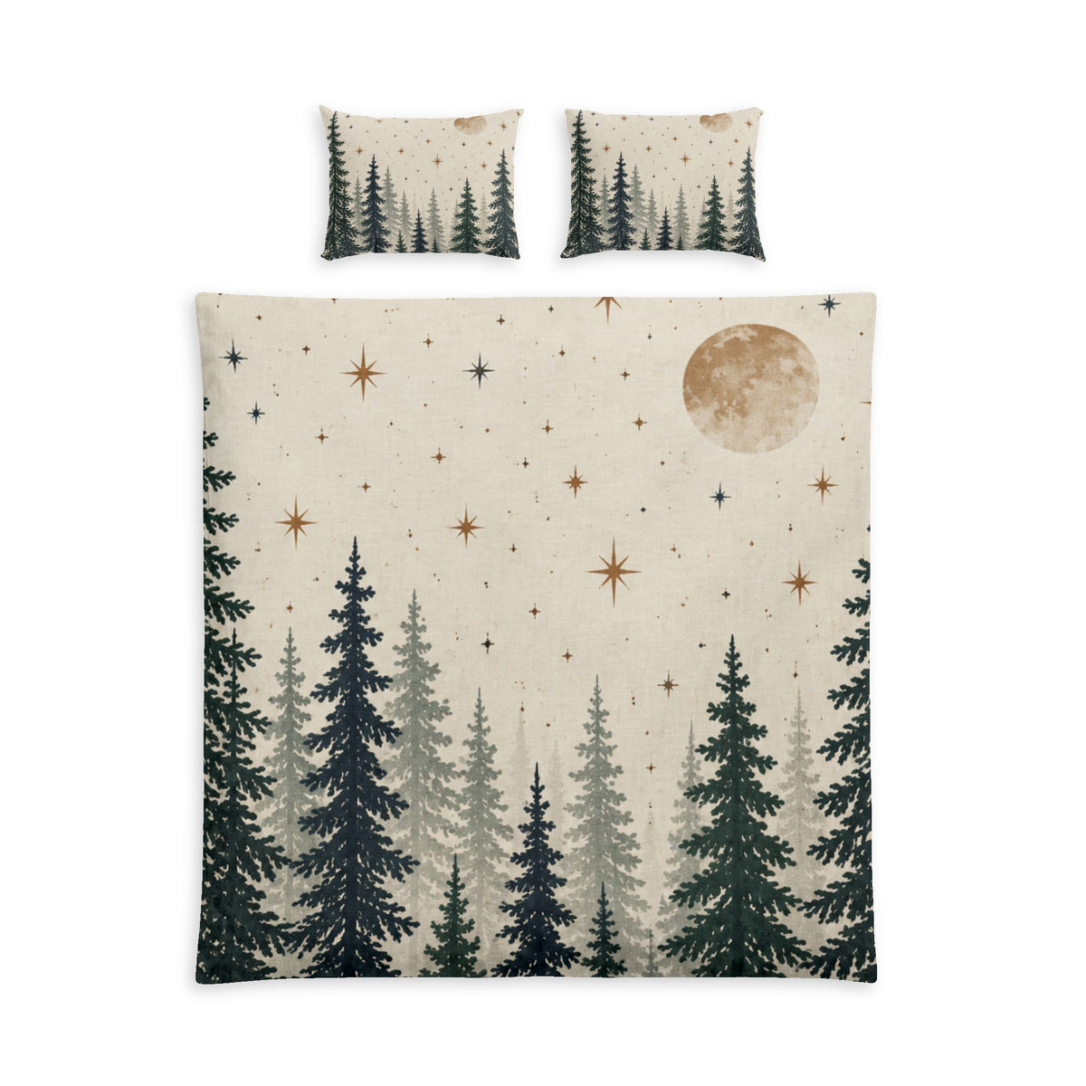Forest Moon 100% Cotton Duvet Cover Set with 2 Shams